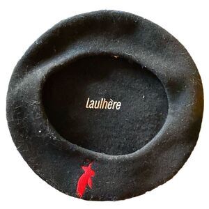 Laulhere basque French beret 100% merino wool Paris floppy unlined black luxe